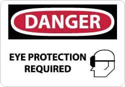 NMC - "Danger - Eye Protection Required", 10" Long x 14" Wide, Rigid Plastic Safety Sign - Rectangle, 0.05" Thick, Use for Accident Prevention - Eagle Tool & Supply