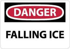 NMC - "Danger - Falling Ice", 10" Long x 14" Wide, Rigid Plastic Safety Sign - Rectangle, 0.05" Thick, Use for Accident Prevention - Eagle Tool & Supply