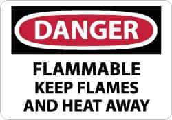 NMC - "Danger - Flammable - Keep Flames and Heat Away", 10" Long x 14" Wide, Rigid Plastic Safety Sign - Rectangle, 0.05" Thick, Use for Hazardous Materials - Eagle Tool & Supply