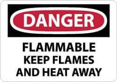 NMC - "Danger - Flammable - Keep Flames and Heat Away", 10" Long x 14" Wide, Rigid Plastic Safety Sign - Rectangle, 0.05" Thick, Use for Hazardous Materials - Eagle Tool & Supply