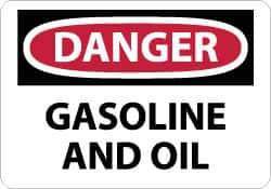NMC - "Danger - Gasoline and Oil", 10" Long x 14" Wide, Rigid Plastic Safety Sign - Rectangle, 0.05" Thick, Use for Hazardous Materials - Eagle Tool & Supply