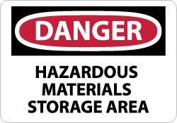 NMC - "Danger - Hazardous Materials Storage Area", 10" Long x 14" Wide, Rigid Plastic Safety Sign - Rectangle, 0.05" Thick, Use for Security & Admittance - Eagle Tool & Supply