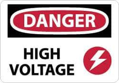 NMC - "Danger - High Voltage", 10" Long x 14" Wide, Rigid Plastic Safety Sign - Rectangle, 0.05" Thick, Use for Accident Prevention - Eagle Tool & Supply