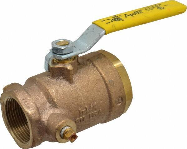 Conbraco - 1-1/4" Pipe, Bronze, Straight with Side Tap, Gas Ball Valve - 250 psi WOG Rating, Lever Handle, FNPT x FNPT End Connections, 2 Piece - Eagle Tool & Supply