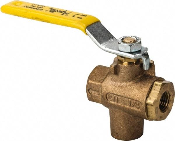 Apollo - 1/4" Pipe, Full Port, Bronze Standard Ball Valve - 2 Piece, Inline - One Way Flow, FNPT x FNPT Ends, Lever Handle, 125 WOG - Eagle Tool & Supply