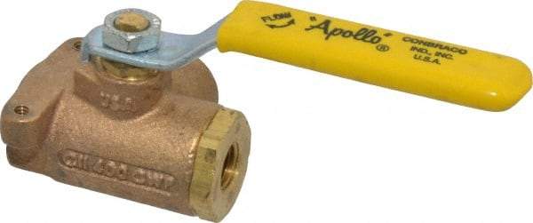 Apollo - 1/4" Pipe, Standard Port, Bronze Standard Ball Valve - Three Way, FNPT x FNPT x FNPT Ends, Lever Handle, 400 WOG - Eagle Tool & Supply