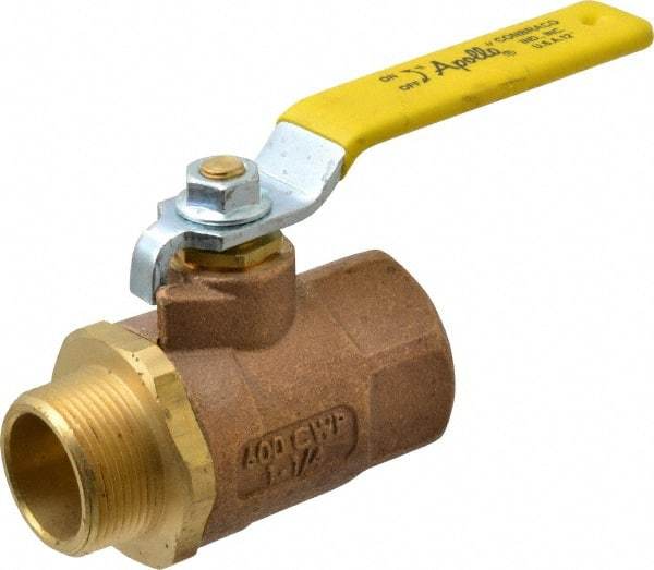 Apollo - 1-1/4" Pipe, Standard Port, Bronze Standard Ball Valve - 2 Piece, Inline - One Way Flow, MNPT x FNPT Ends, Lever Handle, 600 WOG, 150 WSP - Eagle Tool & Supply