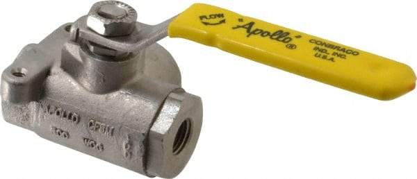 Apollo - 1/4" Pipe, Standard Port, Stainless Steel Standard Ball Valve - 2 Piece, Three Way, FNPT x FNPT Ends, Lever Handle, 800 WOG - Eagle Tool & Supply