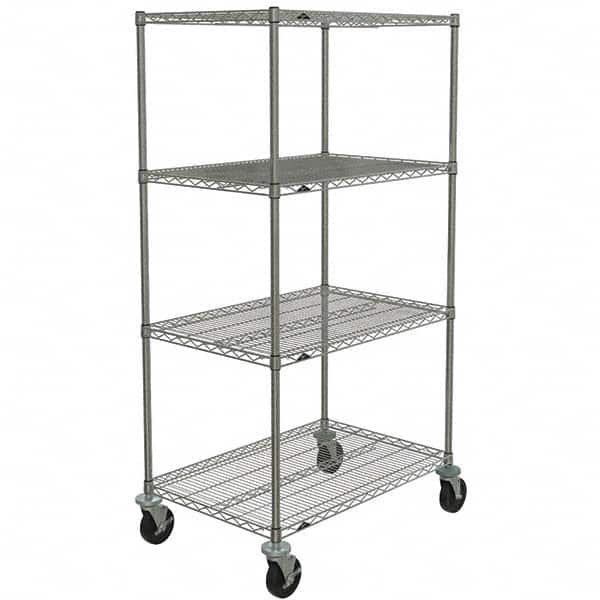 Metro - 600 Lb Capacity 4 Shelf Mobile Wire Shelving Unit - Add-On Unit - Eagle Tool & Supply