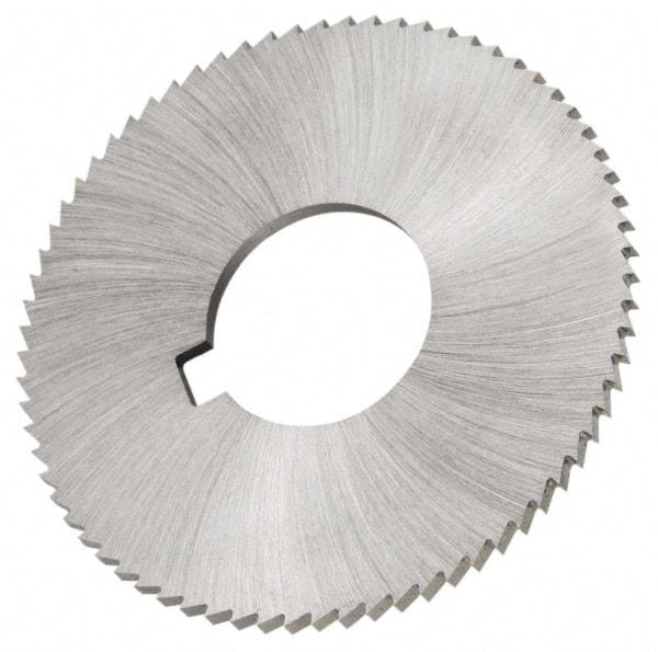 Made in USA - 2-3/4" Diam x 0.057" Blade Thickness x 1" Arbor Hole Diam, 56 Tooth Slitting and Slotting Saw - Arbor Connection, Right Hand, Uncoated, High Speed Steel, Concave Ground, Contains Keyway - Eagle Tool & Supply