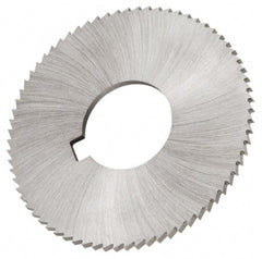 Made in USA - 2-3/4" Diam x 0.018" Blade Thickness x 3/4" Arbor Hole Diam, 72 Tooth Slitting and Slotting Saw - Arbor Connection, Right Hand, Uncoated, High Speed Steel, Concave Ground, Contains Keyway - Eagle Tool & Supply