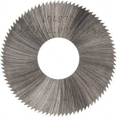 Made in USA - 1-3/4" Diam x 0.008" Blade Thickness x 5/8" Arbor Hole Diam, 90 Tooth Slitting and Slotting Saw - Arbor Connection, Right Hand, Uncoated, High Speed Steel, Concave Ground, Contains Keyway - Eagle Tool & Supply