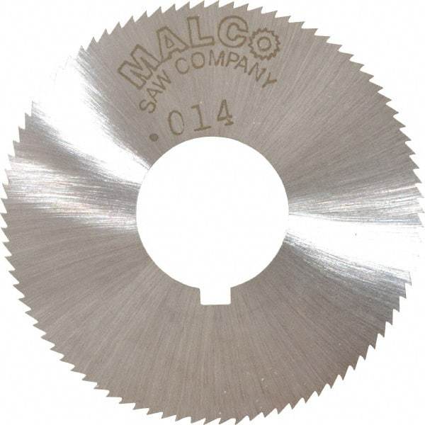 Made in USA - 1-3/4" Diam x 0.014" Blade Thickness x 5/8" Arbor Hole Diam, 90 Tooth Slitting and Slotting Saw - Arbor Connection, Right Hand, Uncoated, High Speed Steel, Concave Ground, Contains Keyway - Eagle Tool & Supply