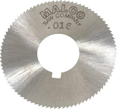 Made in USA - 1-3/4" Diam x 0.016" Blade Thickness x 5/8" Arbor Hole Diam, 90 Tooth Slitting and Slotting Saw - Arbor Connection, Right Hand, Uncoated, High Speed Steel, Concave Ground, Contains Keyway - Eagle Tool & Supply