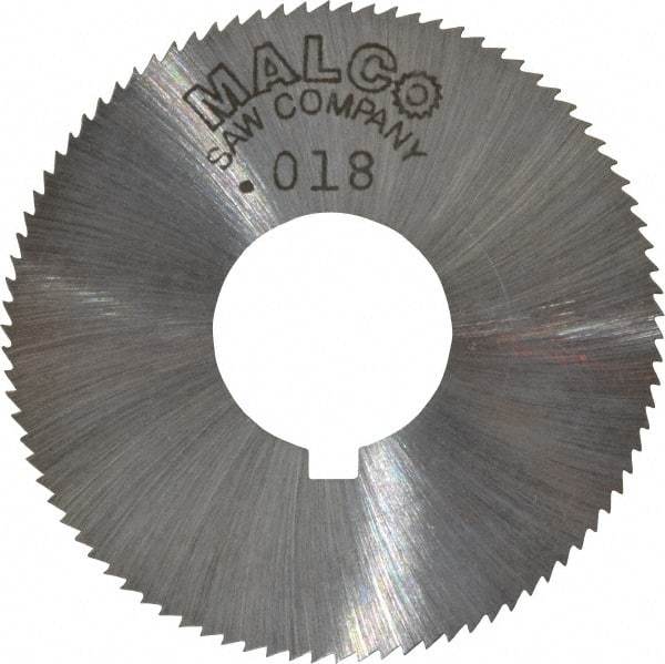 Made in USA - 1-3/4" Diam x 0.018" Blade Thickness x 5/8" Arbor Hole Diam, 90 Tooth Slitting and Slotting Saw - Arbor Connection, Right Hand, Uncoated, High Speed Steel, Concave Ground, Contains Keyway - Eagle Tool & Supply