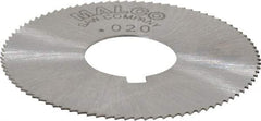 Made in USA - 1-3/4" Diam x 0.02" Blade Thickness x 5/8" Arbor Hole Diam, 90 Tooth Slitting and Slotting Saw - Arbor Connection, Right Hand, Uncoated, High Speed Steel, Concave Ground, Contains Keyway - Eagle Tool & Supply