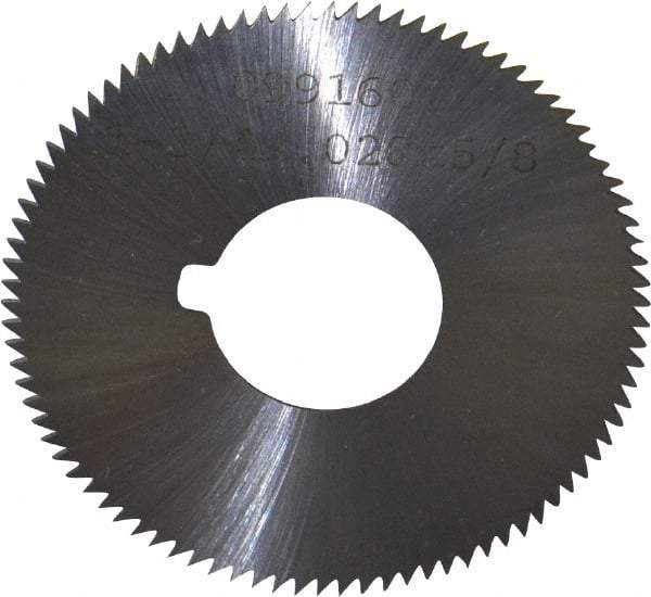 Made in USA - 1-3/4" Diam x 0.028" Blade Thickness x 5/8" Arbor Hole Diam, 90 Tooth Slitting and Slotting Saw - Arbor Connection, Right Hand, Uncoated, High Speed Steel, Concave Ground, Contains Keyway - Eagle Tool & Supply