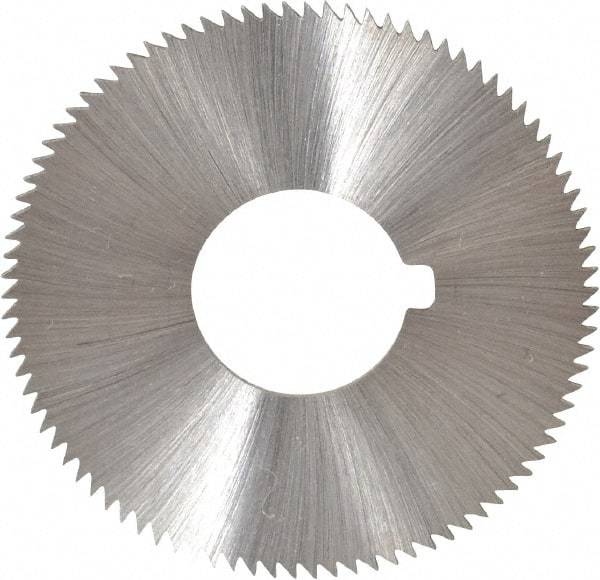 Made in USA - 1-3/4" Diam x 0.036" Blade Thickness x 5/8" Arbor Hole Diam, 90 Tooth Slitting and Slotting Saw - Arbor Connection, Right Hand, Uncoated, High Speed Steel, Concave Ground, Contains Keyway - Eagle Tool & Supply