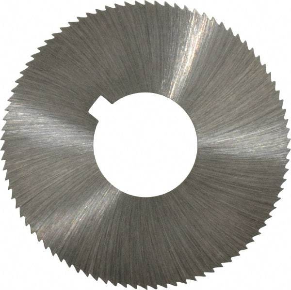 Made in USA - 1-3/4" Diam x 0.045" Blade Thickness x 5/8" Arbor Hole Diam, 90 Tooth Slitting and Slotting Saw - Arbor Connection, Right Hand, Uncoated, High Speed Steel, Concave Ground, Contains Keyway - Eagle Tool & Supply