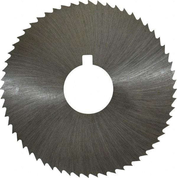 Made in USA - 2-1/4" Diam x 0.008" Blade Thickness x 5/8" Arbor Hole Diam, 60 Tooth Slitting and Slotting Saw - Arbor Connection, Right Hand, Uncoated, High Speed Steel, Concave Ground, Contains Keyway - Eagle Tool & Supply