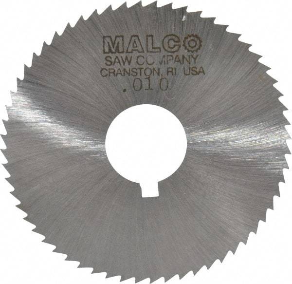 Made in USA - 2-1/4" Diam x 0.01" Blade Thickness x 5/8" Arbor Hole Diam, 60 Tooth Slitting and Slotting Saw - Arbor Connection, Right Hand, Uncoated, High Speed Steel, Concave Ground, Contains Keyway - Eagle Tool & Supply