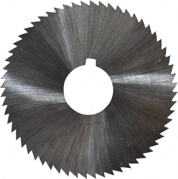 Made in USA - 2-1/4" Diam x 0.012" Blade Thickness x 5/8" Arbor Hole Diam, 60 Tooth Slitting and Slotting Saw - Arbor Connection, Right Hand, Uncoated, High Speed Steel, Concave Ground, Contains Keyway - Eagle Tool & Supply