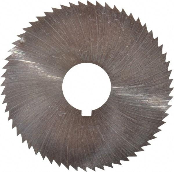 Made in USA - 2-1/4" Diam x 0.018" Blade Thickness x 5/8" Arbor Hole Diam, 60 Tooth Slitting and Slotting Saw - Arbor Connection, Right Hand, Uncoated, High Speed Steel, Concave Ground, Contains Keyway - Eagle Tool & Supply