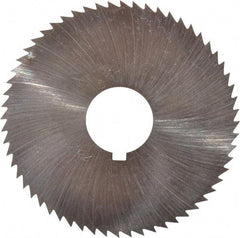 Made in USA - 2-1/4" Diam x 0.018" Blade Thickness x 5/8" Arbor Hole Diam, 60 Tooth Slitting and Slotting Saw - Arbor Connection, Right Hand, Uncoated, High Speed Steel, Concave Ground, Contains Keyway - Eagle Tool & Supply