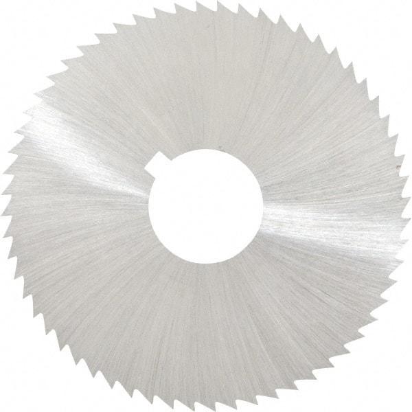 Made in USA - 2-1/4" Diam x 0.02" Blade Thickness x 5/8" Arbor Hole Diam, 60 Tooth Slitting and Slotting Saw - Arbor Connection, Right Hand, Uncoated, High Speed Steel, Concave Ground, Contains Keyway - Eagle Tool & Supply