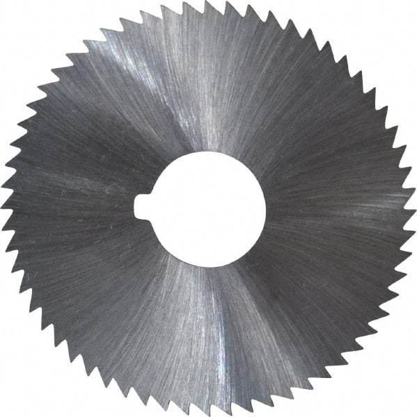 Made in USA - 2-1/4" Diam x 0.025" Blade Thickness x 5/8" Arbor Hole Diam, 60 Tooth Slitting and Slotting Saw - Arbor Connection, Right Hand, Uncoated, High Speed Steel, Concave Ground, Contains Keyway - Eagle Tool & Supply