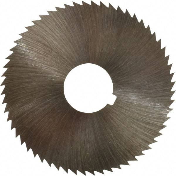 Made in USA - 2-1/4" Diam x 0.028" Blade Thickness x 5/8" Arbor Hole Diam, 60 Tooth Slitting and Slotting Saw - Arbor Connection, Right Hand, Uncoated, High Speed Steel, Concave Ground, Contains Keyway - Eagle Tool & Supply