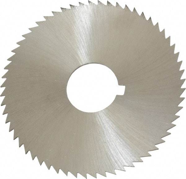 Made in USA - 2-1/4" Diam x 0.032" Blade Thickness x 5/8" Arbor Hole Diam, 60 Tooth Slitting and Slotting Saw - Arbor Connection, Right Hand, Uncoated, High Speed Steel, Concave Ground, Contains Keyway - Eagle Tool & Supply