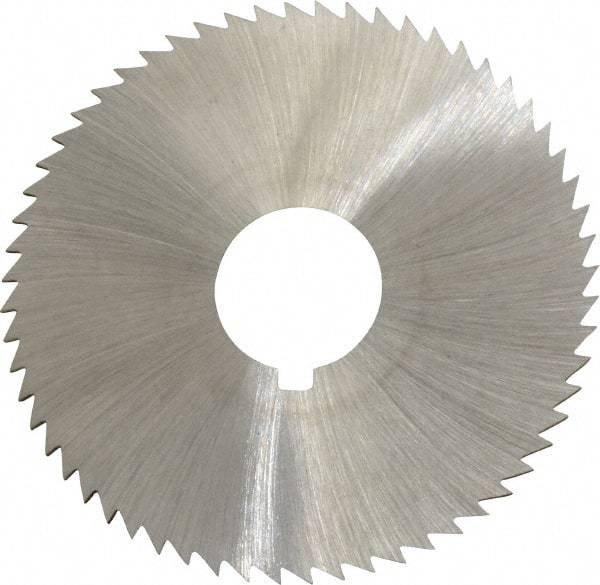 Made in USA - 2-1/4" Diam x 0.036" Blade Thickness x 5/8" Arbor Hole Diam, 60 Tooth Slitting and Slotting Saw - Arbor Connection, Right Hand, Uncoated, High Speed Steel, Concave Ground, Contains Keyway - Eagle Tool & Supply