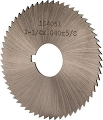 Made in USA - 2-1/4" Diam x 0.04" Blade Thickness x 5/8" Arbor Hole Diam, 60 Tooth Slitting and Slotting Saw - Arbor Connection, Right Hand, Uncoated, High Speed Steel, Concave Ground, Contains Keyway - Eagle Tool & Supply