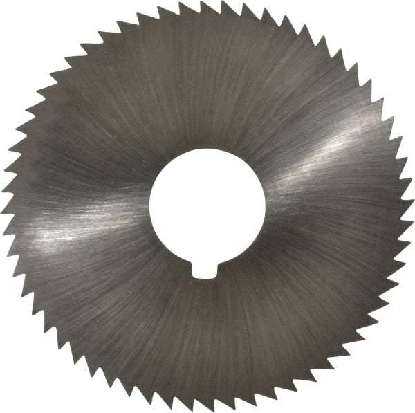 Made in USA - 2-1/4" Diam x 0.045" Blade Thickness x 5/8" Arbor Hole Diam, 60 Tooth Slitting and Slotting Saw - Arbor Connection, Right Hand, Uncoated, High Speed Steel, Concave Ground, Contains Keyway - Eagle Tool & Supply