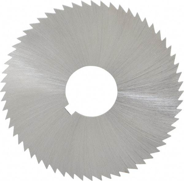 Made in USA - 2-1/4" Diam x 0.051" Blade Thickness x 5/8" Arbor Hole Diam, 60 Tooth Slitting and Slotting Saw - Arbor Connection, Right Hand, Uncoated, High Speed Steel, Concave Ground, Contains Keyway - Eagle Tool & Supply