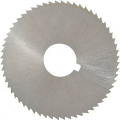 Made in USA - 2-1/4" Diam x 0.091" Blade Thickness x 5/8" Arbor Hole Diam, 60 Tooth Slitting and Slotting Saw - Arbor Connection, Right Hand, Uncoated, High Speed Steel, Concave Ground, Contains Keyway - Eagle Tool & Supply