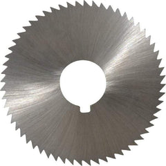 Made in USA - 2-1/4" Diam x 0.102" Blade Thickness x 5/8" Arbor Hole Diam, 60 Tooth Slitting and Slotting Saw - Arbor Connection, Right Hand, Uncoated, High Speed Steel, Concave Ground, Contains Keyway - Eagle Tool & Supply