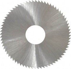 Made in USA - 2-3/4" Diam x 0.014" Blade Thickness x 3/4" Arbor Hole Diam, 72 Tooth Slitting and Slotting Saw - Arbor Connection, Right Hand, Uncoated, High Speed Steel, Concave Ground, Contains Keyway - Eagle Tool & Supply