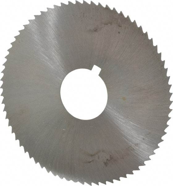 Made in USA - 2-3/4" Diam x 0.02" Blade Thickness x 3/4" Arbor Hole Diam, 72 Tooth Slitting and Slotting Saw - Arbor Connection, Right Hand, Uncoated, High Speed Steel, Concave Ground, Contains Keyway - Eagle Tool & Supply