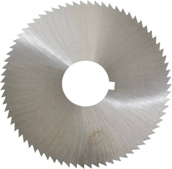 Made in USA - 2-3/4" Diam x 0.023" Blade Thickness x 3/4" Arbor Hole Diam, 72 Tooth Slitting and Slotting Saw - Arbor Connection, Right Hand, Uncoated, High Speed Steel, Concave Ground, Contains Keyway - Eagle Tool & Supply