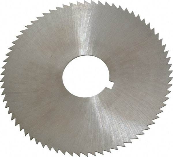 Made in USA - 2-3/4" Diam x 0.032" Blade Thickness x 3/4" Arbor Hole Diam, 72 Tooth Slitting and Slotting Saw - Arbor Connection, Right Hand, Uncoated, High Speed Steel, Concave Ground, Contains Keyway - Eagle Tool & Supply