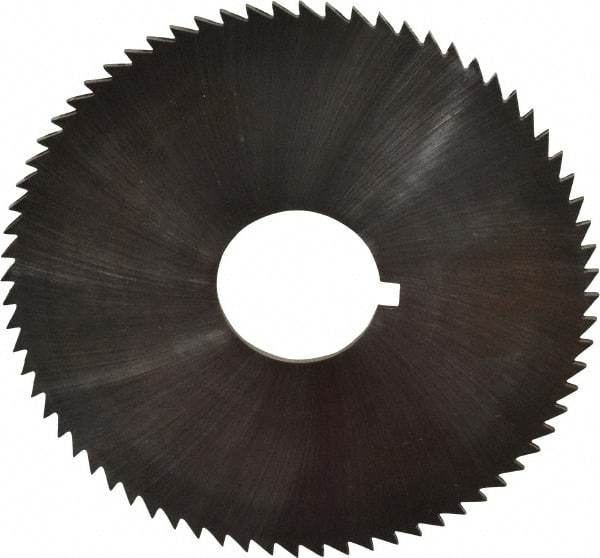 Made in USA - 2-3/4" Diam x 0.045" Blade Thickness x 3/4" Arbor Hole Diam, 72 Tooth Slitting and Slotting Saw - Arbor Connection, Right Hand, Uncoated, High Speed Steel, Concave Ground, Contains Keyway - Eagle Tool & Supply