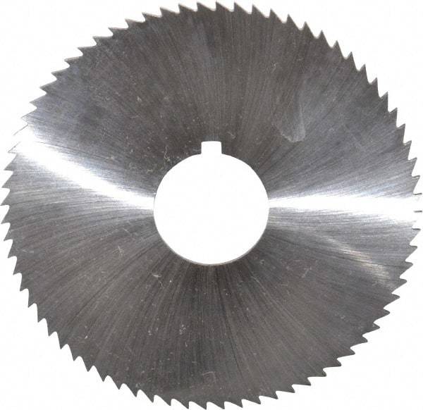 Made in USA - 2-3/4" Diam x 0.057" Blade Thickness x 3/4" Arbor Hole Diam, 72 Tooth Slitting and Slotting Saw - Arbor Connection, Right Hand, Uncoated, High Speed Steel, Concave Ground, Contains Keyway - Eagle Tool & Supply