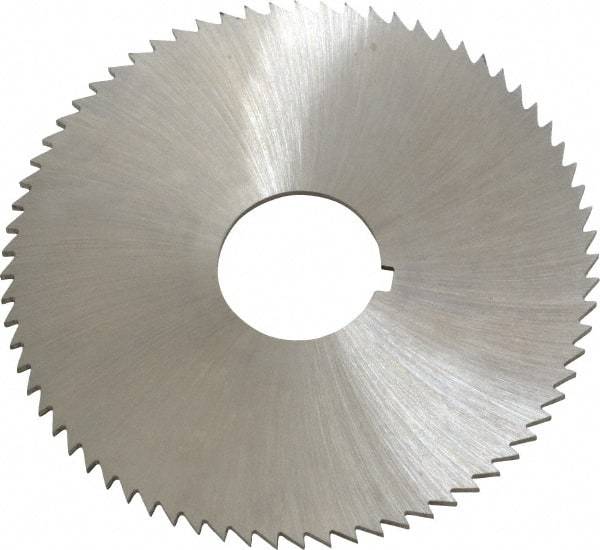 Made in USA - 2-3/4" Diam x 0.064" Blade Thickness x 3/4" Arbor Hole Diam, 72 Tooth Slitting and Slotting Saw - Arbor Connection, Right Hand, Uncoated, High Speed Steel, Concave Ground, Contains Keyway - Eagle Tool & Supply