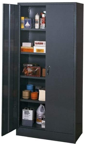 Edsal - 4 Shelf Combination Storage Cabinet - Steel, 36" Wide x 18" Deep x 78" High, Med Grey - Eagle Tool & Supply