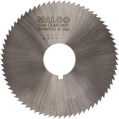 Made in USA - 2-3/4" Diam x 0.128" Blade Thickness x 3/4" Arbor Hole Diam, 72 Tooth Slitting and Slotting Saw - Arbor Connection, Right Hand, Uncoated, High Speed Steel, Concave Ground, Contains Keyway - Eagle Tool & Supply