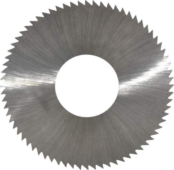 Made in USA - 2-3/4" Diam x 0.014" Blade Thickness x 1" Arbor Hole Diam, 72 Tooth Slitting and Slotting Saw - Arbor Connection, Right Hand, Uncoated, High Speed Steel, Concave Ground, Contains Keyway - Eagle Tool & Supply