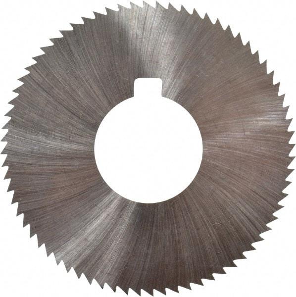 Made in USA - 2-3/4" Diam x 0.02" Blade Thickness x 1" Arbor Hole Diam, 72 Tooth Slitting and Slotting Saw - Arbor Connection, Right Hand, Uncoated, High Speed Steel, Concave Ground, Contains Keyway - Eagle Tool & Supply