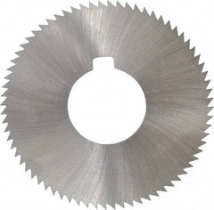 Made in USA - 2-3/4" Diam x 0.023" Blade Thickness x 1" Arbor Hole Diam, 72 Tooth Slitting and Slotting Saw - Arbor Connection, Right Hand, Uncoated, High Speed Steel, Concave Ground, Contains Keyway - Eagle Tool & Supply